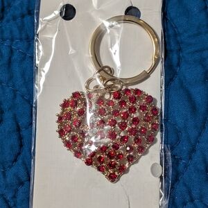 Heart-Shaped Red Crystal Keychain (New)